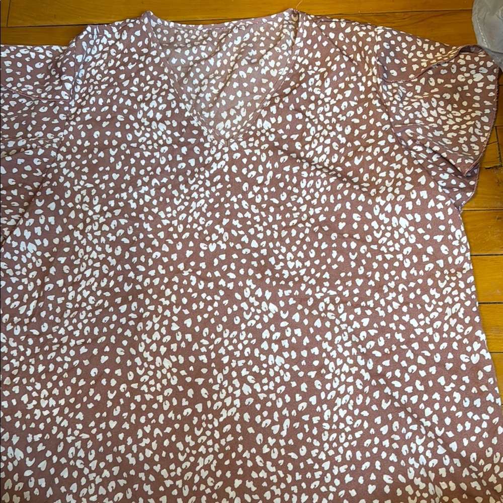 SHEIN Brown and White Blouse